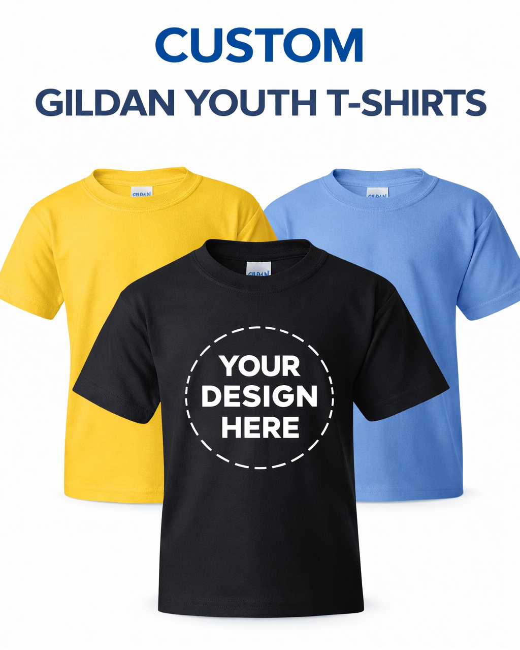 custom youth gildan tshirts multi colors