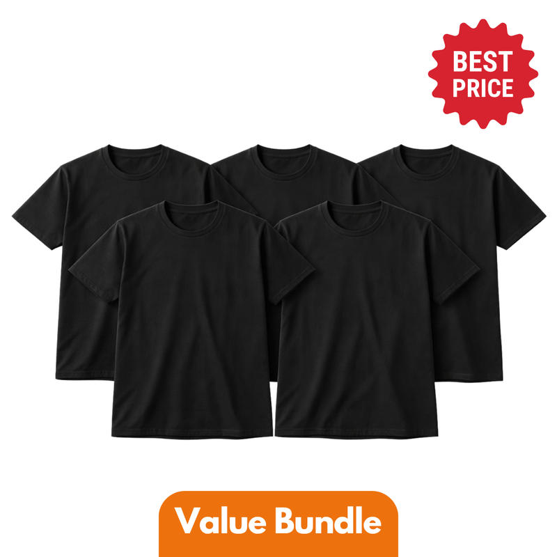 Wholesale custom printed t-shirt black cotton front view